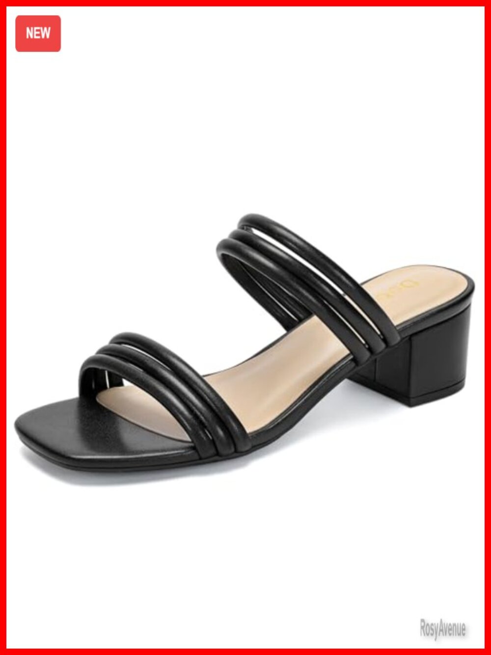 Women's Two Strap Block Heel Sandals 2-Inch Open Toe Slip-On Dressy Shoes